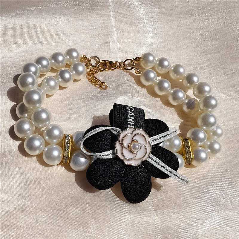 Luxurious Small Dog Pearl Necklace with Flower Bow Puppy Collar Jewelry Pet Decorative Dog Necklace Cat Pearls Collar Girls Dog Accessory D250929