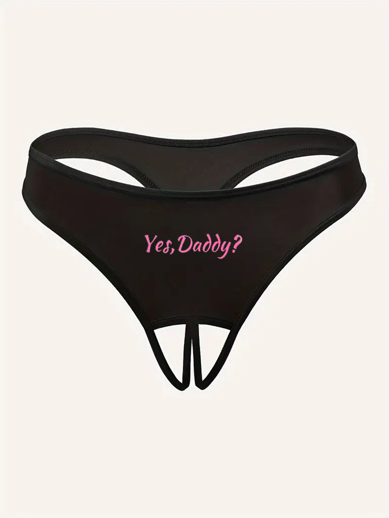 Women's Panties Crotch Opening Sexy Thong with Yes Daddy Prints Underwear Erotic Crotchless Female Intimates Lingerie