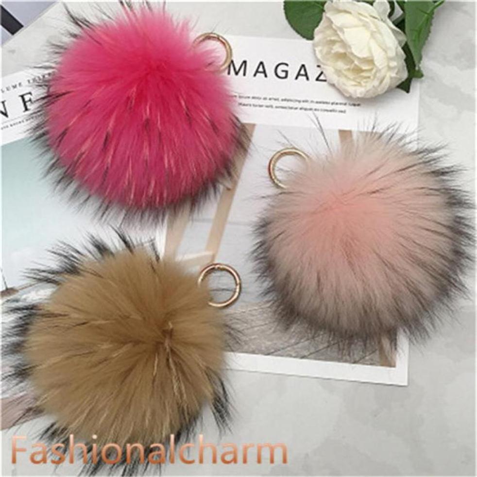 15cm6quot Large Real Raccoon Fur Pompom Ball Charm Key Chain Keyring Accessories Phone Purse HandbagCan Accept Custom7197601305q