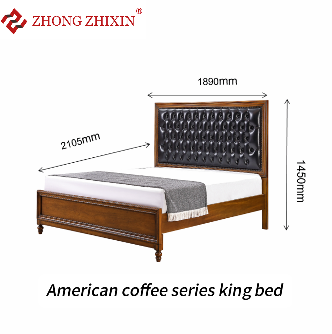 Zhongzhixin Designer Solid Wood King Bed & TV Stand Set, Luxury American Style - King Bed with Headboard + TV Cabinet with Storage, for Master Bedroom