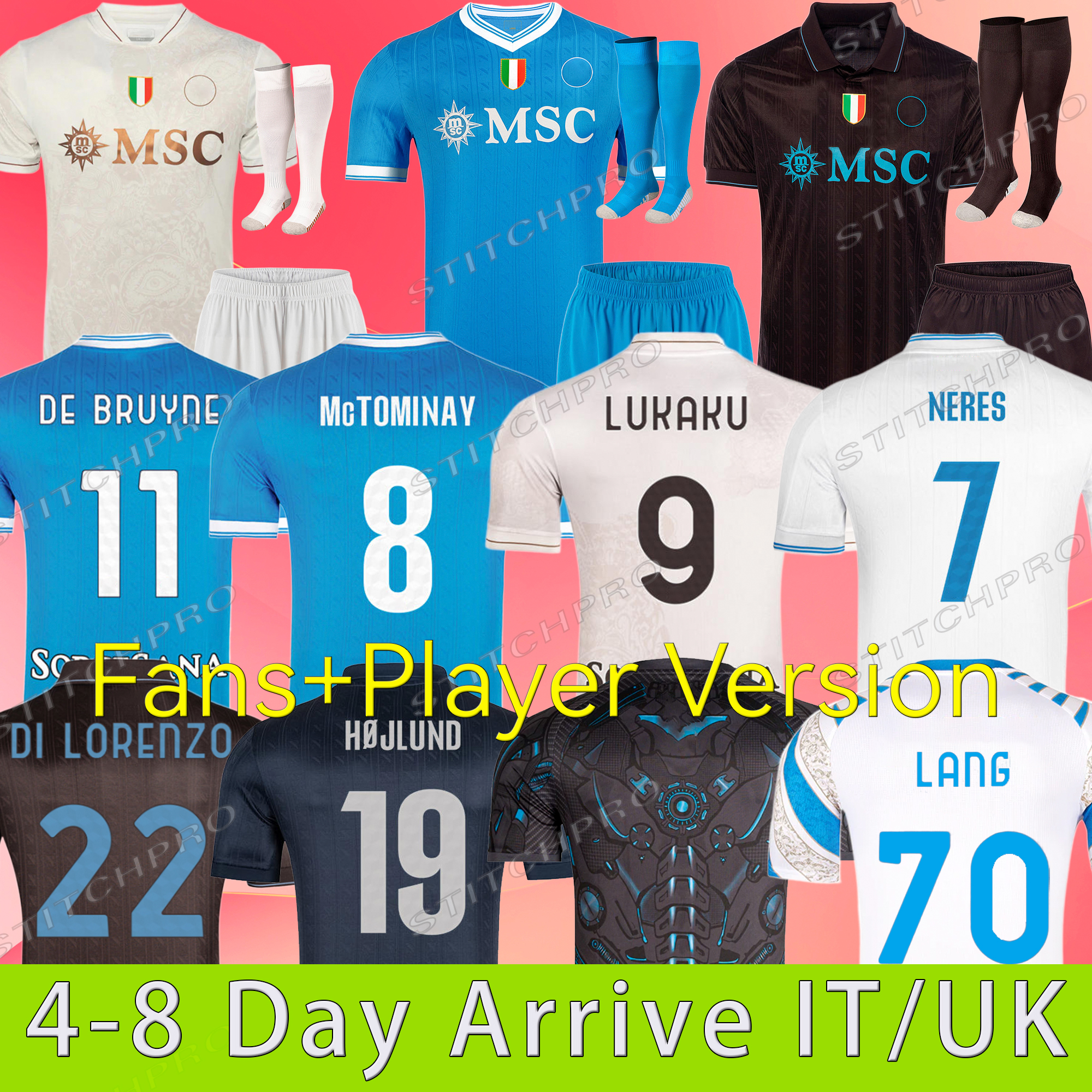 LUKAKU DE BRUYNE HOJLUND Napoli 25 26 soccer jerseys Maglia LANG LUCCA MARADONA Naples 2026 BEUKEMA NERES Football Shirts McTOMINAY Napoli jersey top kit men kid sets