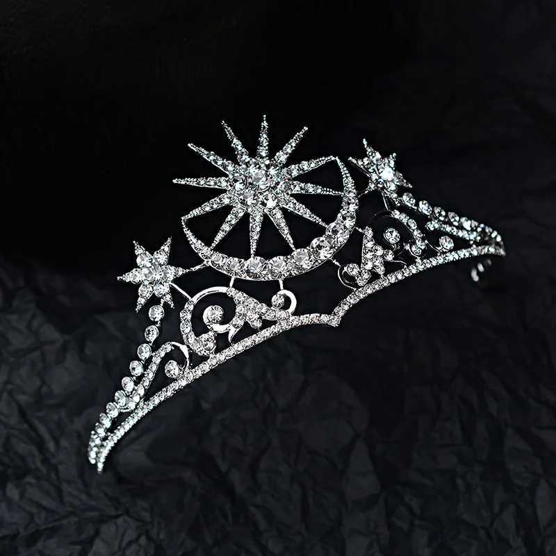 Baroque Star Crown Crystal Bridal Tiaras Rhinestone Pageant Diadem Bride Star Headdress Wedding Hair cessories Tiara De Noiva L2509281A8U