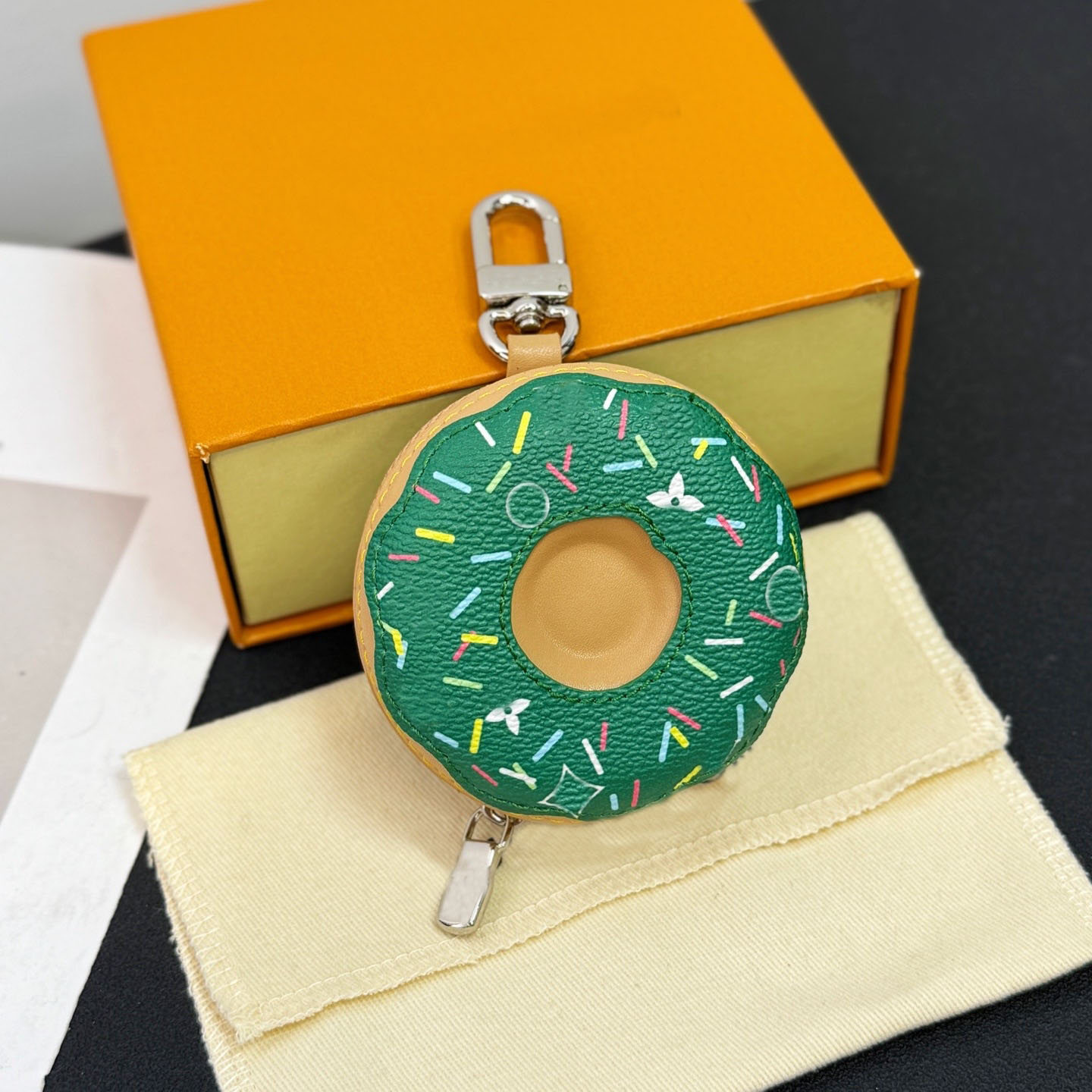 Designer Donut Pizza Borse Charms Mini Keychain Classic Hamburger Leather Borse…