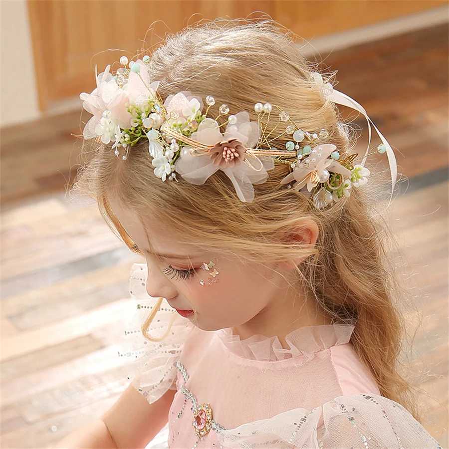 New Fashion Imitated Pearl Crowns Girls Bridal Wedding Headband Floral Flower Headband for Girls Adult Bohemian Hair cessories L250928MQAY