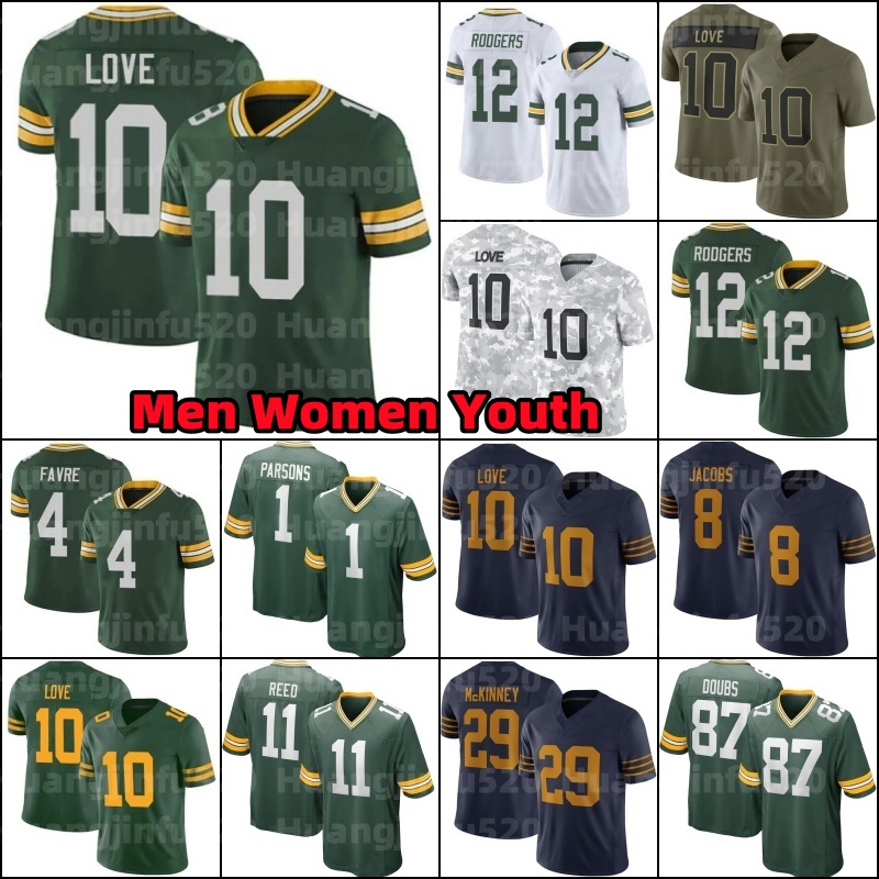 Micah Parsons 10 Love Matthew Golden Football Jersey Josh Jacobs Tucker Kraft Xavier McKinney Jayden Reed Edgerrin Cooper Romeo Doubs Rashan Gary Evan Williams Tom