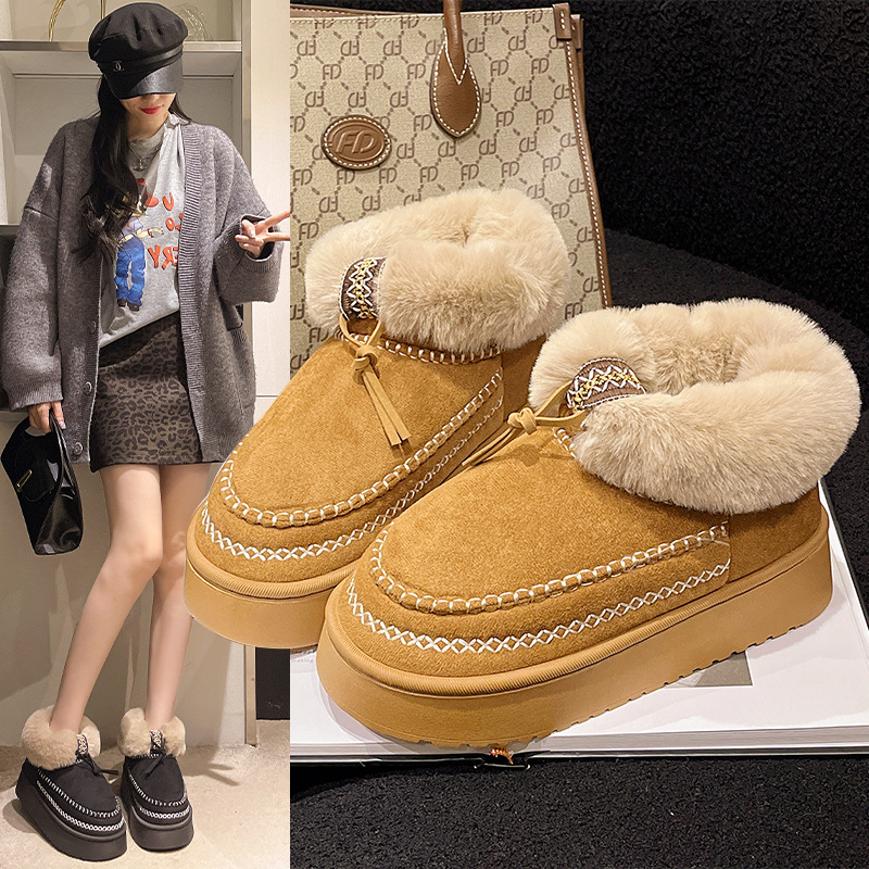 All-inclusive set winter cotton slippers for women with extra padding and thick soles for better traction r These warm fluffy snow boots are the new m