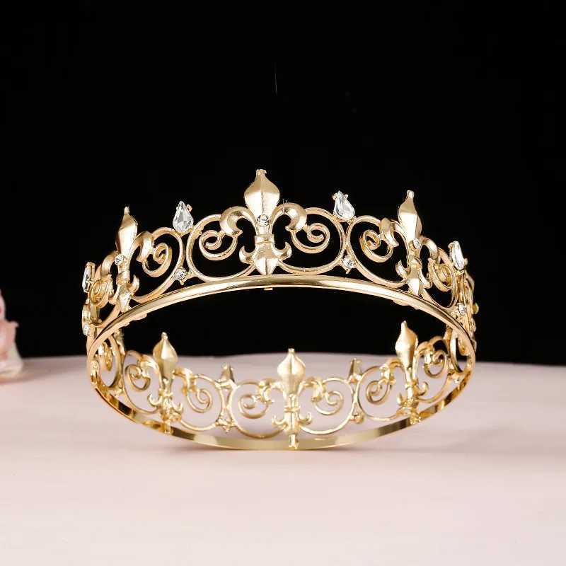 Mens Golden King Crown Headpiece Adult Birthday Crown Halloween Stage Opera Performance unisex Hair Crown L250928RCPN