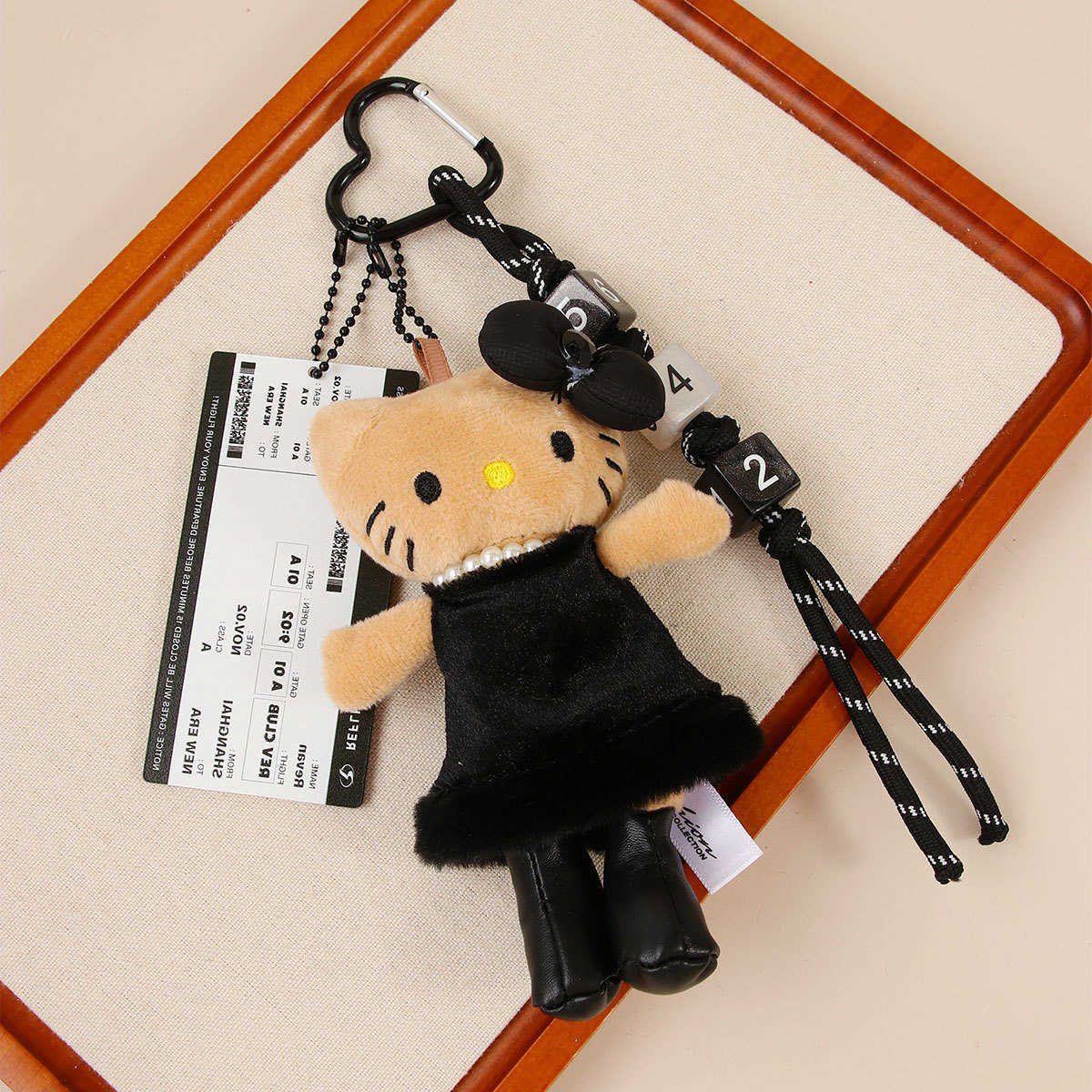 Black Leather Longlegged Bag Pendant Plush Doll Keychain Best Friend Gift H250928