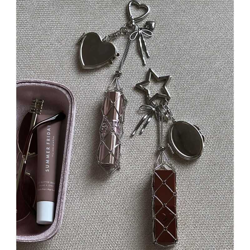 New Stainless Steel Mesh Keychain Pendant Diy Bag Pendant Makeup Bag Decoration Accessories H250928