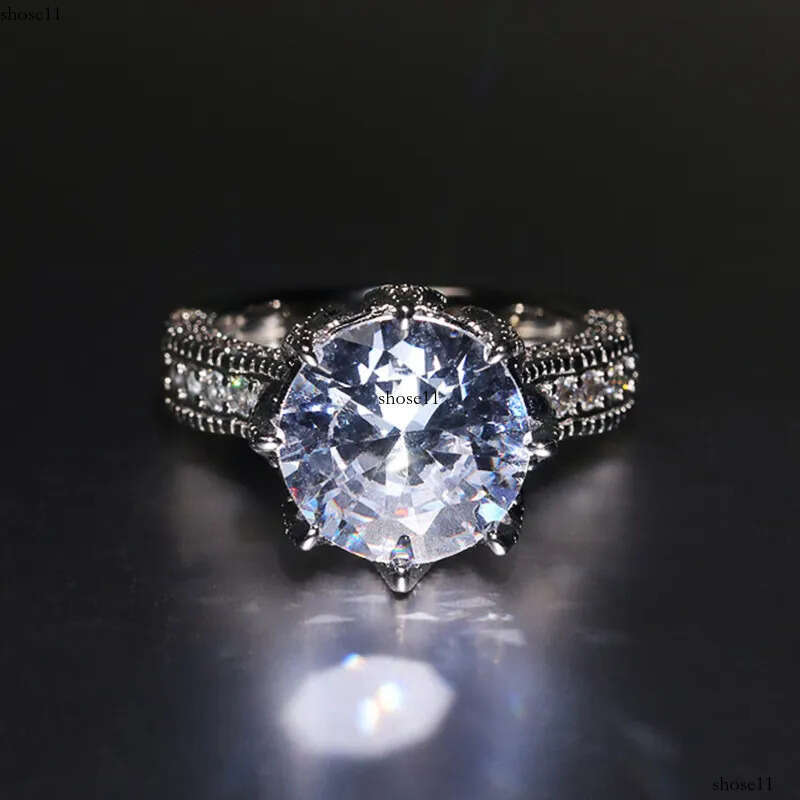 Wedding Oversized Sparkly Zircon Engagement For Women Fashion Dia Ring Jewelry