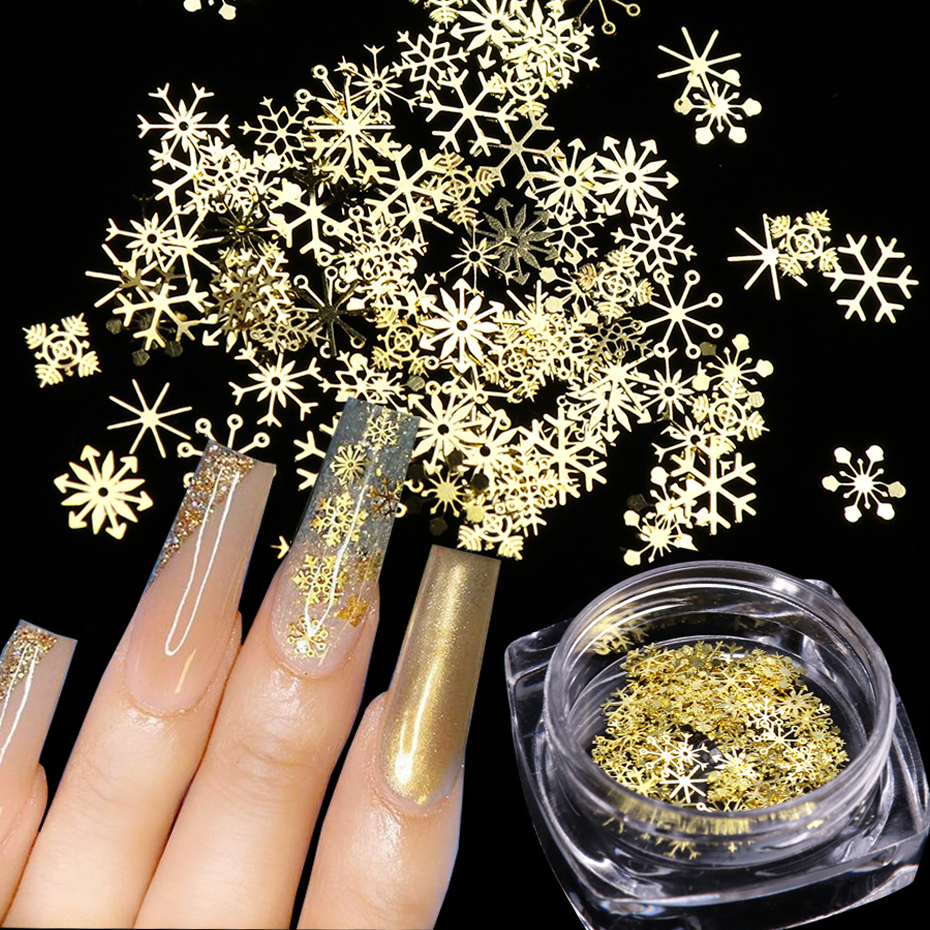 Approximately 1000 Pieces per Pack Nail Art Stickers Decorations Metal Flakes Thin Metal Flakes Nail Decorations Snowflake Collection Nail Metal Acces