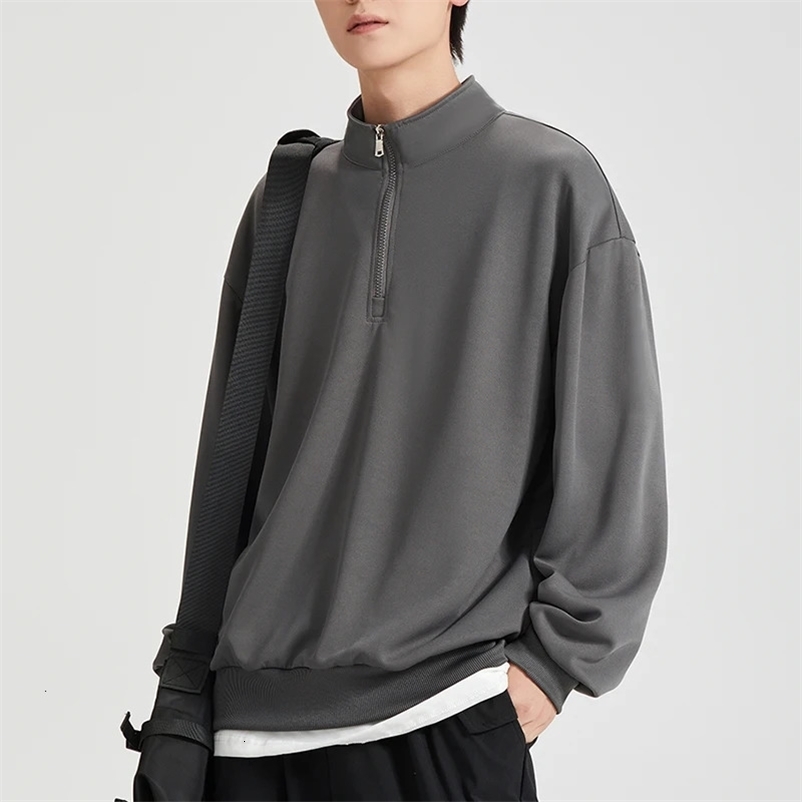 Autumn Mens Turtleneck Sweatshirts QuarterZip Pullover Tops Casual Sportswear Spring Athletic Running Sports Hoodie Shirts 250214