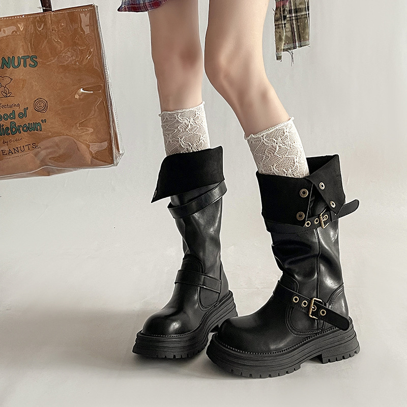 Platform Height-Increasing Long Women 2025 Summer New Versatile British Style Chunky Heel Fashion Riding Boots ddmymarket