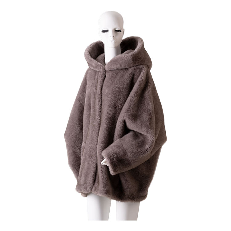 Eco-Friendly Women's Warm Fur Jacket Featuring a Removable Hood & Tied Belt hot-sale products