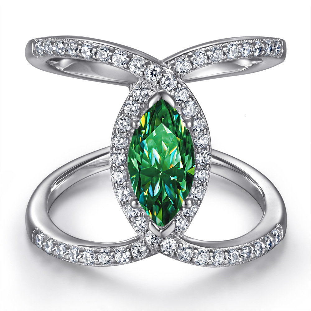 Luxury engagement ring S925 Sterling Silver Ring for Women with Marquise Cut Rectangular 1 CT 5X10mm Moissanite Women's Ring