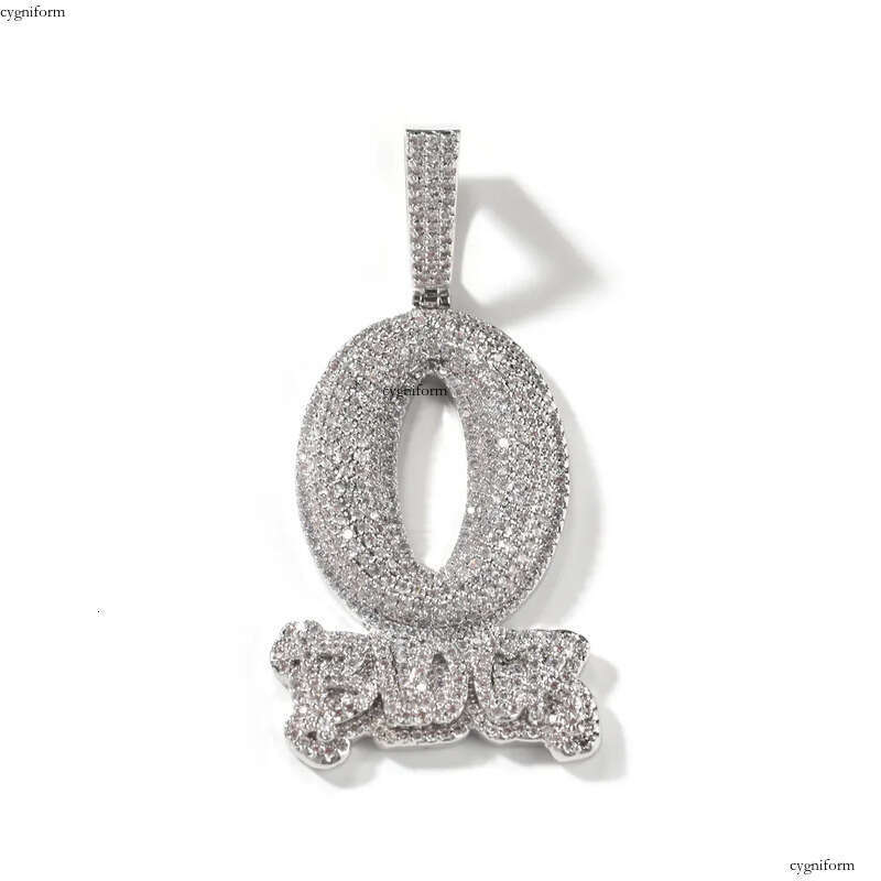 Hip Hop Art Letter O BLOCK Pendant Necklace TopBling Full 5A Zircon Jewelry Cool Men Gift