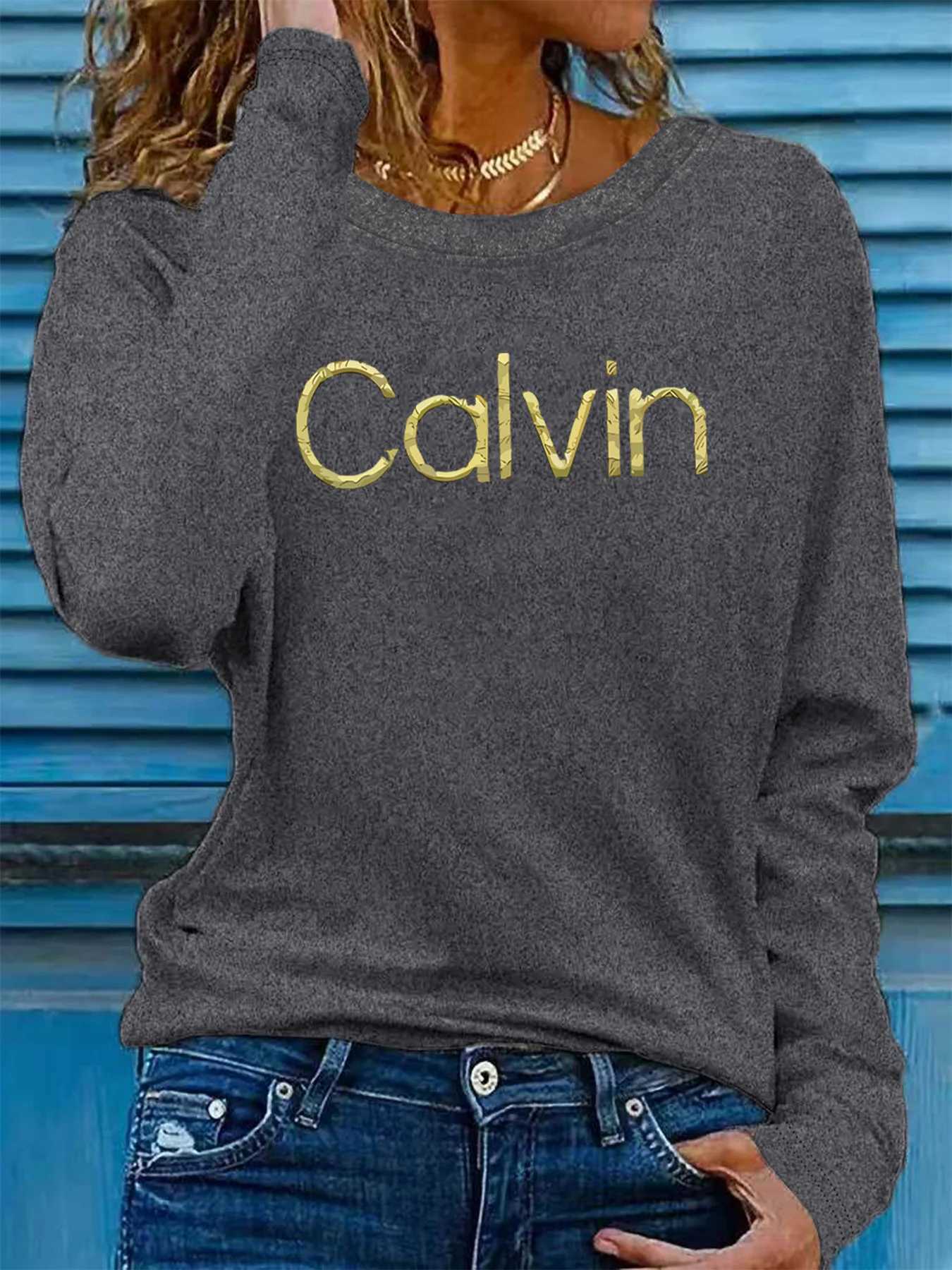 Women's luxcury Spring/Autumn 100% Cotton Looped Pullover Sweatshirts with Large Print Design