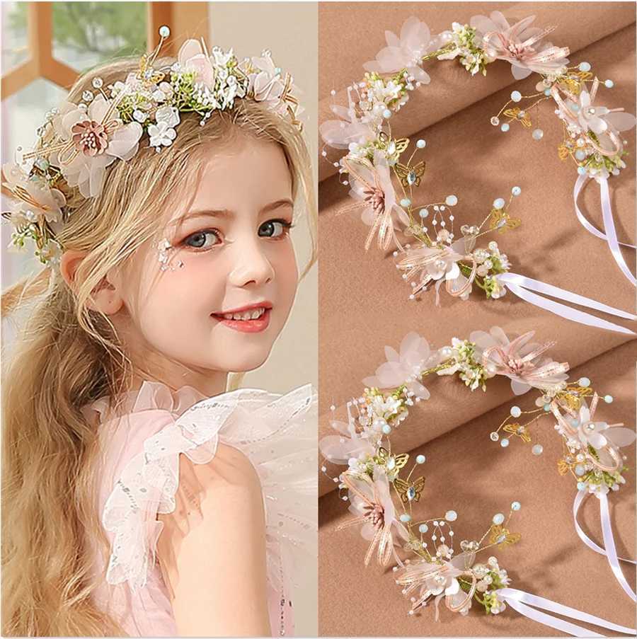 New Fashion Imitated Pearl Crowns Girls Bridal Wedding Headband Floral Flower Headband for Girls Adult Bohemian Hair cessories L250928MQAY