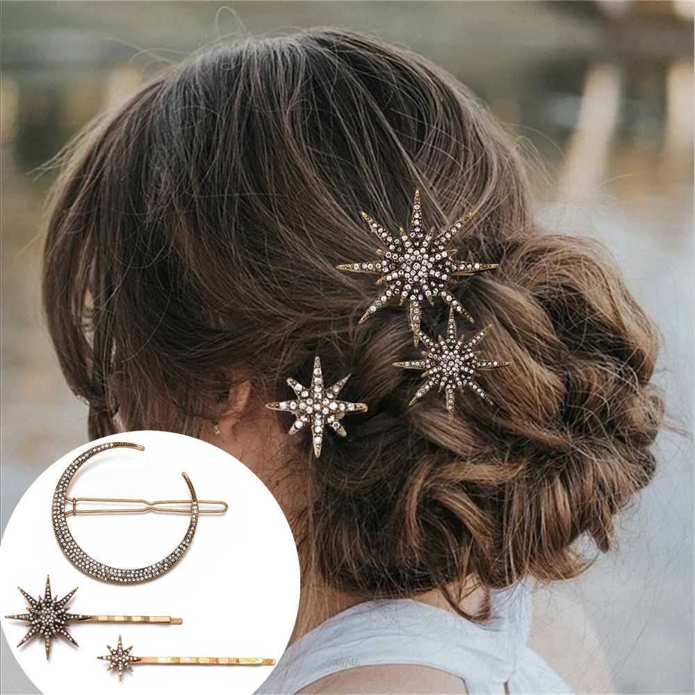 3PCS Hairpin Set Jewelry cessories Wedding Vintage Barrette Metal Crystal Rhinestone Star Pin Clip for Women Bridal Decoration L250928YIVH