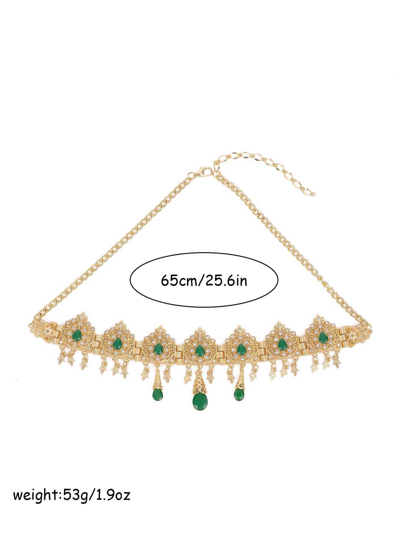 Turkish Wedding Head Piece Gold Color Hair cessories For Women Wedding Rhinestone Hair cessories For Moroccan Bride Neckle L2509289EFM