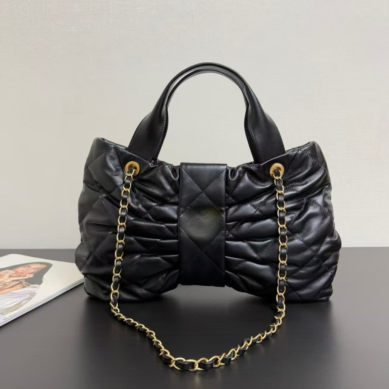 25k Butterfly Knot Shaped Evening Bags Soft Real Sheep Leather Plaid Shoulder Bag With Chain Belt Fashion Special Purses And Handbags Lady Quality Party Clutch 3392