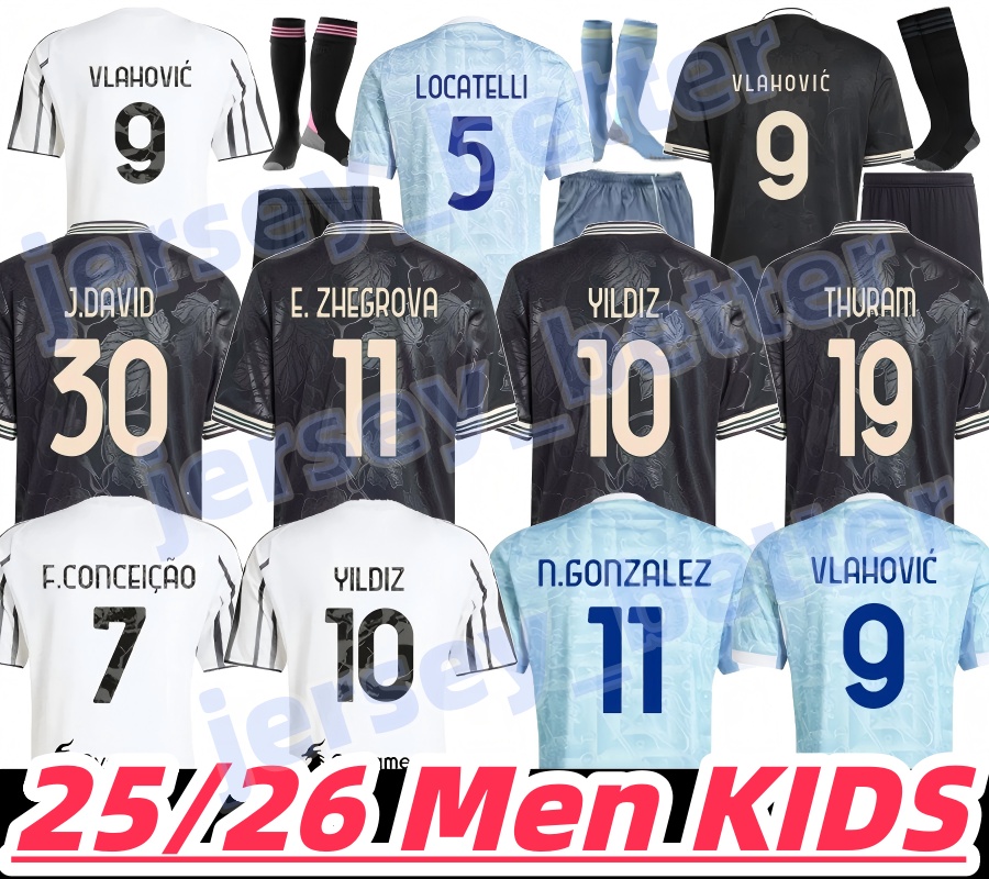 Soccer Jerseys Locatelli LUIZ Fans Player Home Away MILIK DIMARIA F.CONCEICAO Yildiz KEAN VLAHOVIC YILDIZ Thuram Kalulu Football Shirt Men Kids kit Kits Unifor