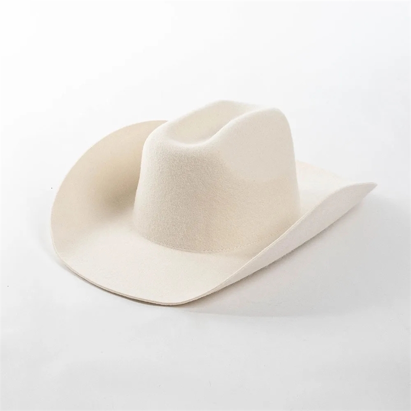 100% Wool Western Felt Cowboy Hat Mens Fedora Country Original Edge Brim 240927