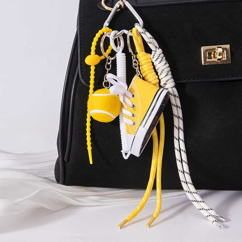 Niche Mini Multicolor Canvas Shoes Sports Woven Bag Pendant Keychain H250928