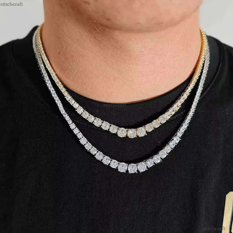 Hip Hop Sterling Sier Moissanite Dia Tennis Cuba Chain Necklace Bracelet