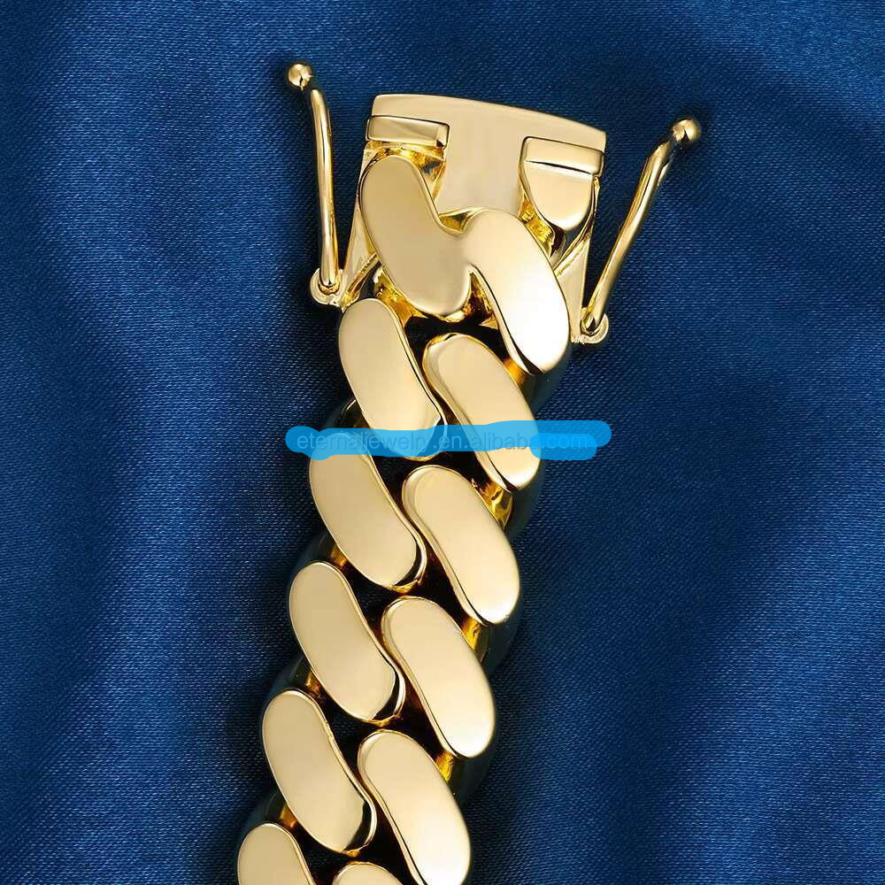 Custom Hip Hop 20mm Real S925 Sterling Silver 9K 10K 14K 18K Solid Gold Miami Cuban Link Chain Necklace Bracelet