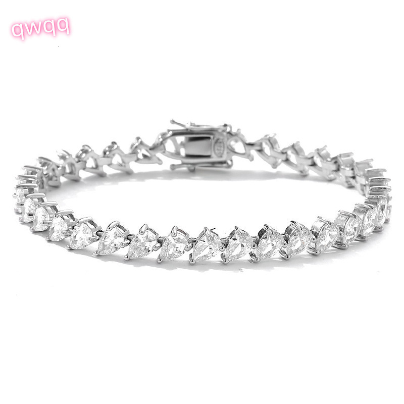 Fashion Jewelry INS Style S925 Sterling Silver 05Carat 46MM Water Drop Pear Shaped Moissanite Diamond Tennis Chain Bracelet