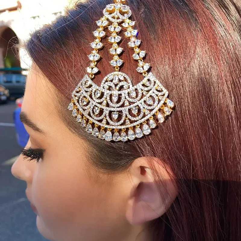 New Style Fashion Bohemian Zircon Cubic Fan Shape Hairpon Jewelry for Women Wedding Bridal Tassel Hair cessories Wholesale L2509282DI4