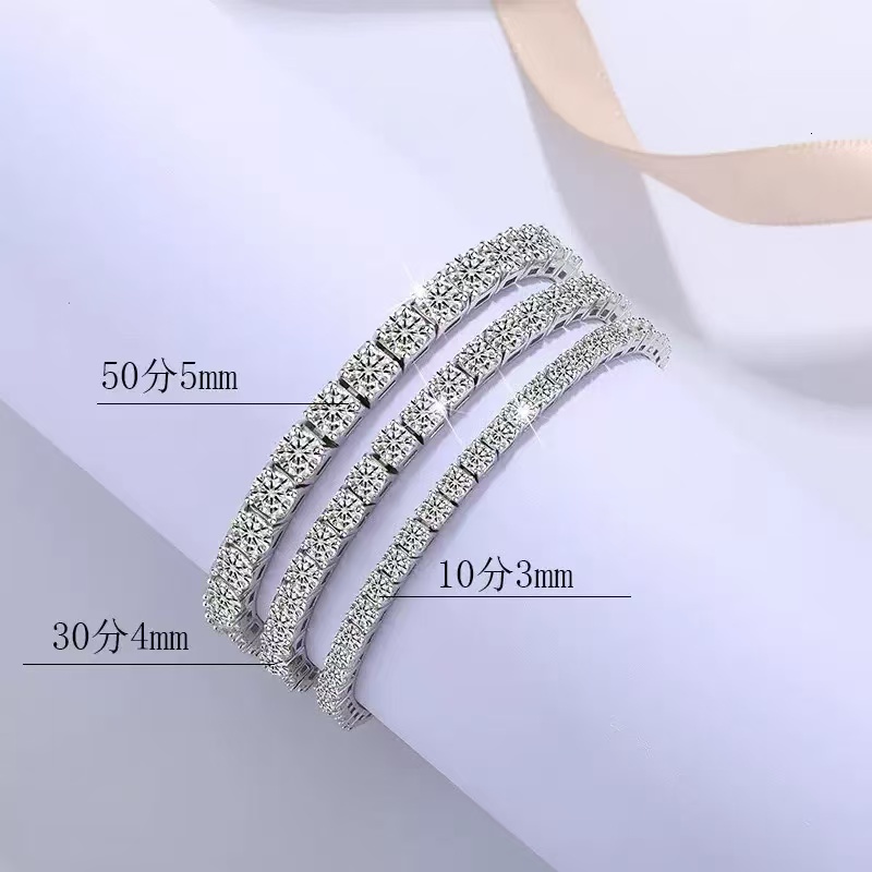 Ship From USA Hot Selling Iced Out Hip Hop Silver S925 4mm VVS1 Moissanite Diamond GRA Certificate Tennis Chain Bracelet Set