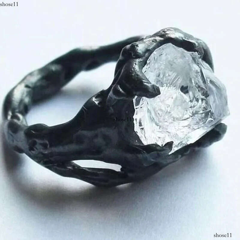Big Dia Mens Hip Hop Jewelry Irregular Stone Solitaire Ring Black Sier Wedding Rings For Party