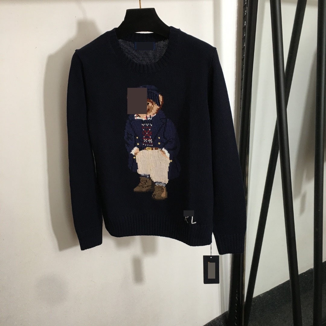 Designer brand Bear Heavy Industry embroidered sweater pullover women 2025 autumn new round neck outer wear comfortable versatile sweater