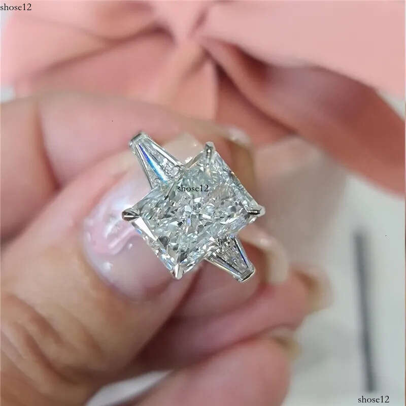 Jewelry 14K Solid Classical Engagement Rings For Women 3.0CT IGI Certificate Radiant Cut Lab Dia Wedding Two Baguette Real Gold Ring