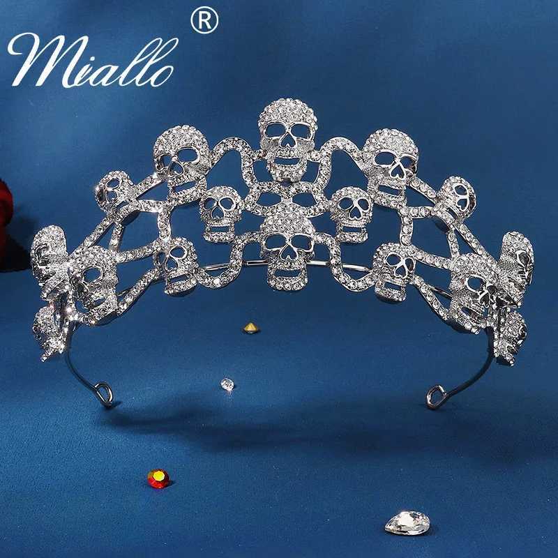 Halloween cessories Gothic Skull Crystal Crown Silver Color Tiaras and Crowns Jewelry for Women Headpiece Fashion Party Gift L250928YHM6