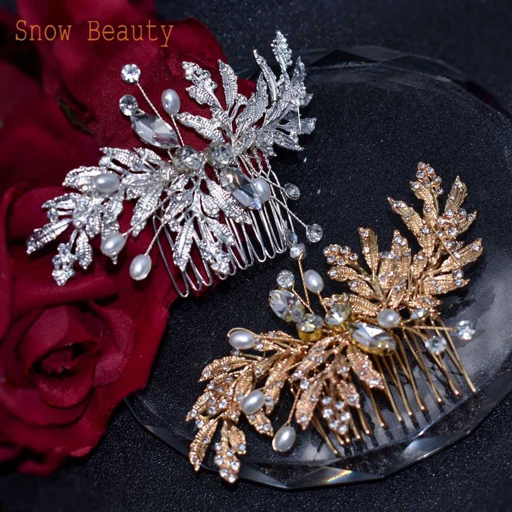 A33 Pearl Wedding Comb Head Jewelry Bride Hair Clips Floral Headpiece Crystal Women Tiaras Rhinestone Bridal Hair cessories L250928MP9Y