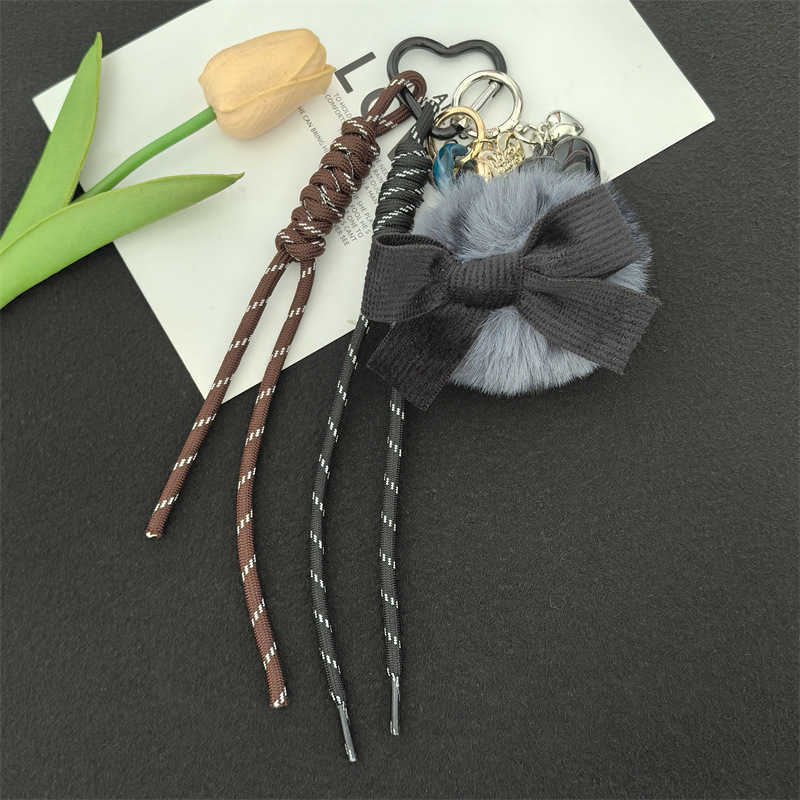 Faux Leopard Print Plush Bow Keychain Bag Pendant Keychain Bag Decoration H250928