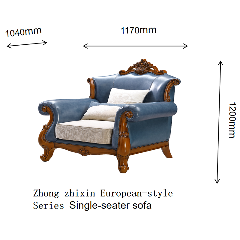 Zhong zhixin European-style Series Solid wood and genuine leather large sofa crafted with care by Danish designers