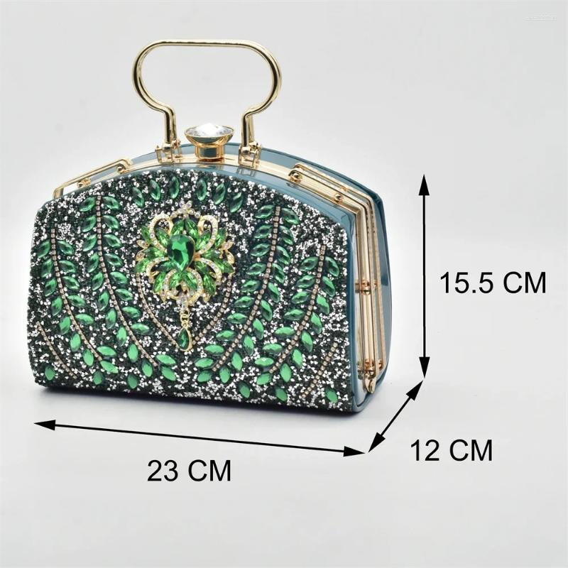 Dress Shoes Luxury Designer Italian Shoe And Bag Set Decorated With Rhinestone Medium Heel For Women Diamonds Lady Pumps