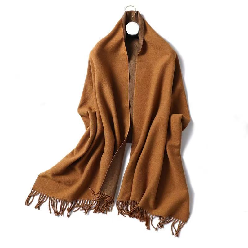 T1891 Solid Color Cashmere Scarf, Thick and Warm for Winter, Double-Sided Shawl