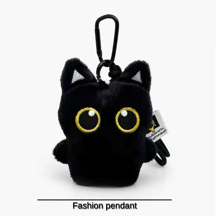 New Sweet Cool Strawberry Little Black Cat Pendant Cute Plush Doll Keychain Plush Toy Pendant Student Backpack Decoration H250928