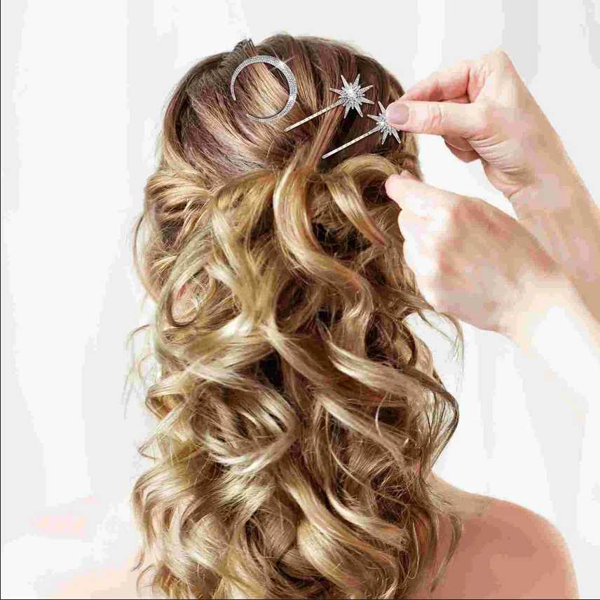 3PCS Hairpin Set Jewelry cessories Wedding Vintage Barrette Metal Crystal Rhinestone Star Pin Clip for Women Bridal Decoration L250928YIVH