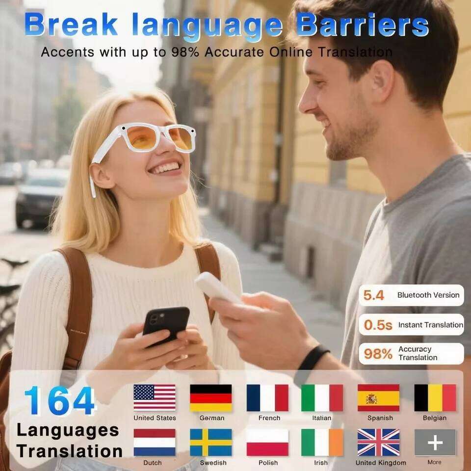 New 800W Pixel 4K UHD Camera Recording Noise Reduction Ai Recognition Translation Anti Blue Light Smart Glasses