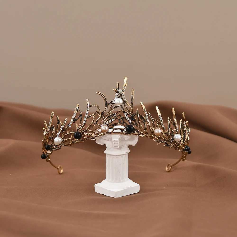 Korean Style Elegant Baroque Tiara Alloy Pearl Wedding Rhinestone Headband Hair Band Rhinestone Crowns Women Hair cessories L250928XBHV