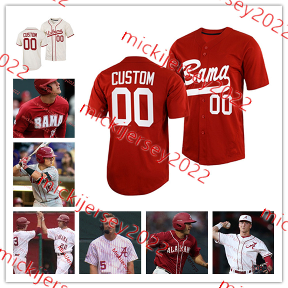 Custom Stitched Alabama Crimson Tide Baseball Jersey Mens Youth 13 Bryce Eblin 16 Owen Diodati 7 Caden Rose 11 William Hamiter 24 Eric Foggo 1 Will Hodo Alabama Jerseys