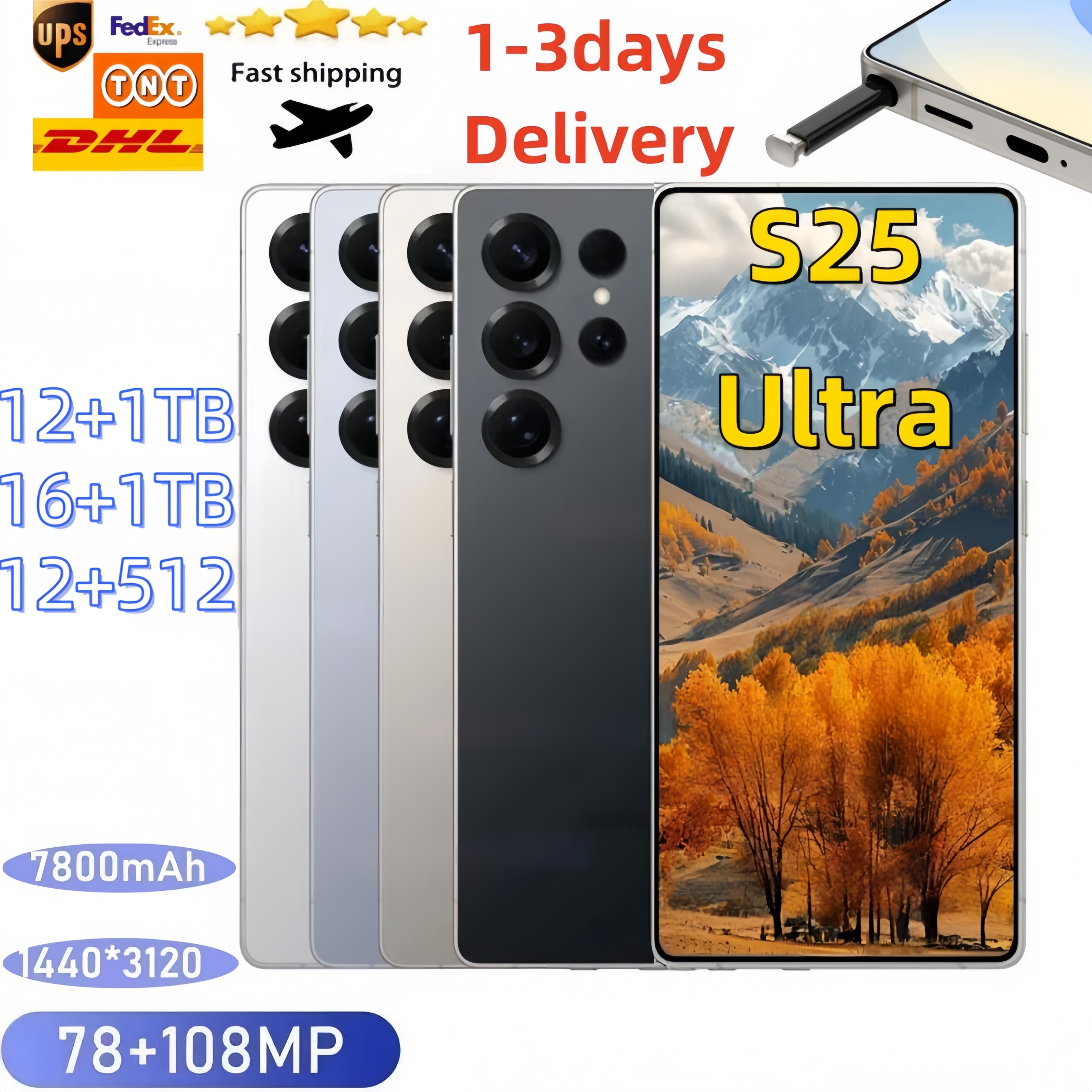 S25 Ultra 5G Cell phones 16GB+1TB unlock Touch Screen Phone Androids S24 ultra Smartphone Camera telephone HD display Face ID GPS Mobile phone video