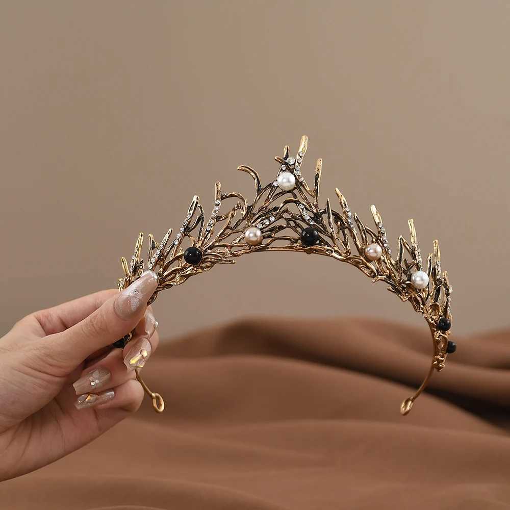 Korean Style Elegant Baroque Tiara Alloy Pearl Wedding Rhinestone Headband Hair Band Rhinestone Crowns Women Hair cessories L250928XBHV
