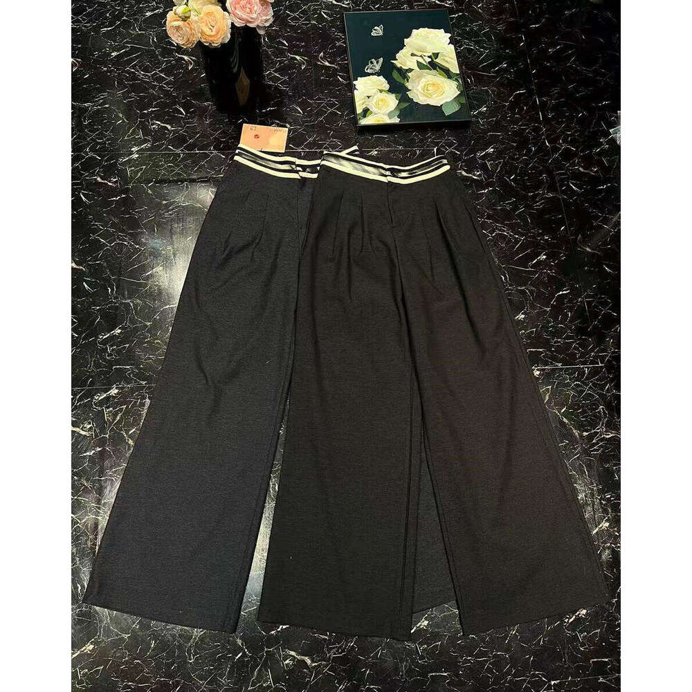 women high waisted wide leg elastic waist flowy dress pants blended fabric business casual loose trousers Office work Daily wear Z260314